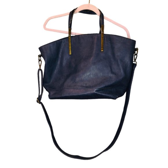 GH Bass Navy blue French Breton striped lining large Weekender Bag - Picture 1 of 7